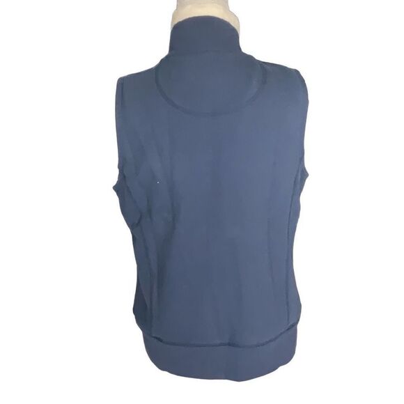 Womens L.L. Bean Blue Fleece Lined Mock Neck Full Zip Pockets Vest Size Medium - Picture 5 of 7